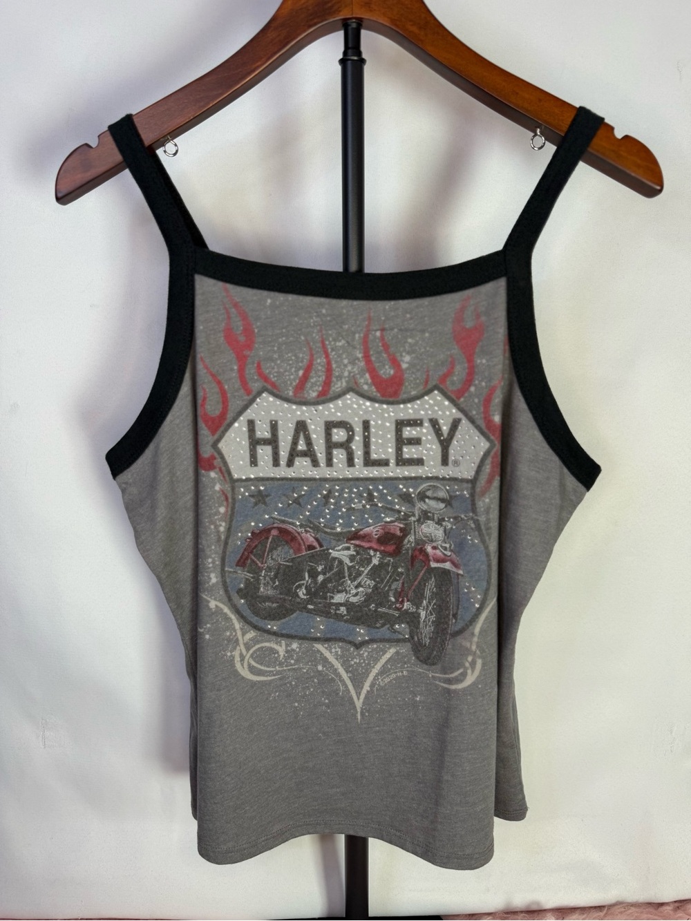 Harley Davidson - Grey Graphic Rhinestone Cami from Knoxville TN - Size L